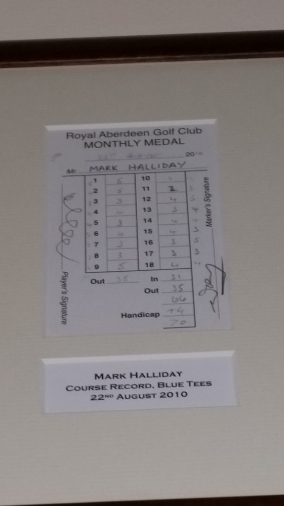 The previous Royal Aberdeen course low of 66 set by triple club champion David Halliday.  (Photo - www.golfbytourmiss.com)