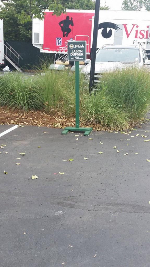 Jason Dufner's now absent Valhalla parking spot.
