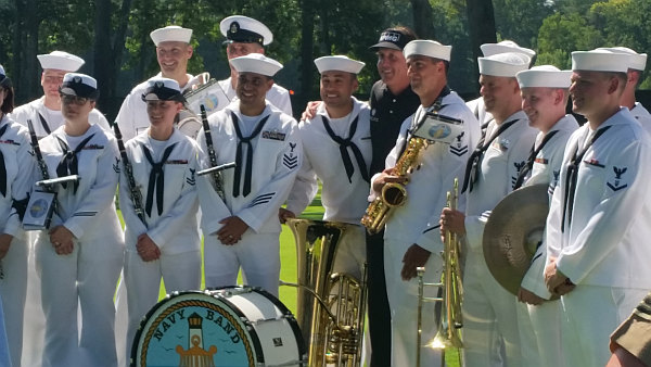 Phil Mickelson joins the band - The Navy Band.