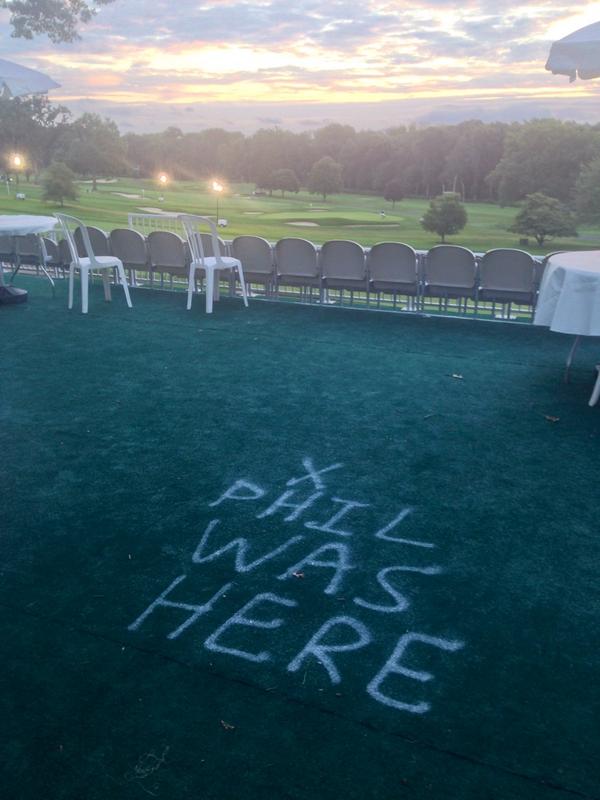 A reminder from where Phil Mickelson played his shot on Friday from a grandstand at the back of the 5th hole.