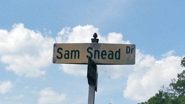 Sam Snead Drive leading to Starmount Forest Country Club where 'Slammin' Sam' won in 1938 the first of eight Greater Greensboro Open titles. (Photo - www.golfbytourmiss.com)