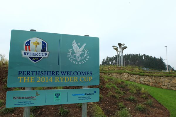 A new edition of oversize  golf clubs to greet Gleneagles guests.  (Photo - Stuart Adams/www.golftourimages.com)