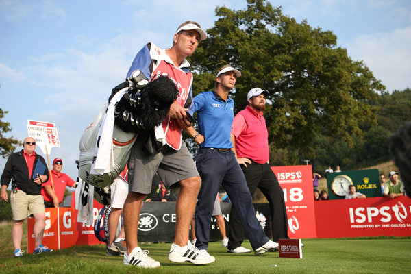 David Lloyd's great shot of Dutchman Joost Luiten and Ireland's Shane Lowry heading down the last hole on day three of the Wales Open. (Photo - David Lloyd/www.golffile.ie)