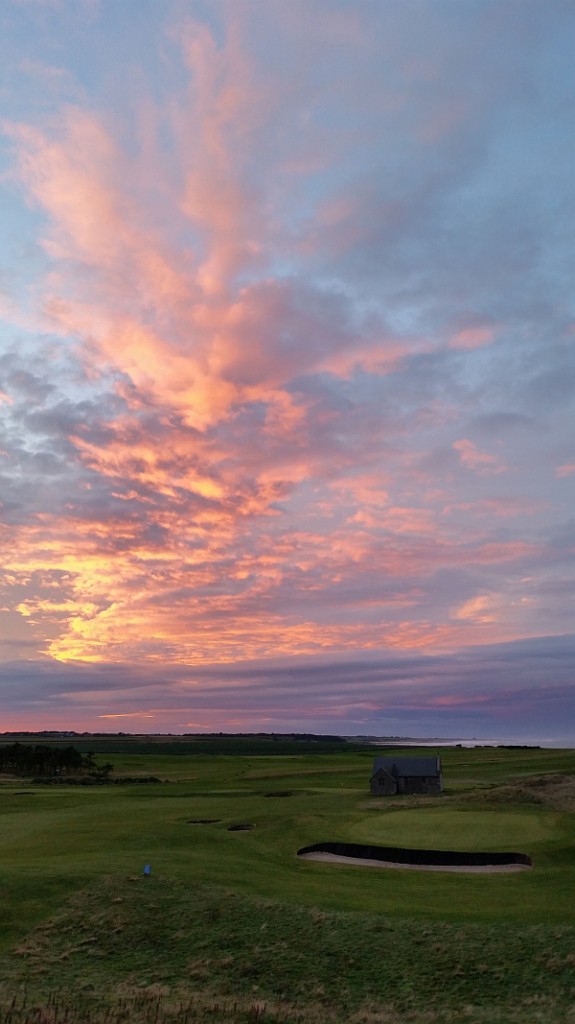 The sight of a stunning sunset from the 14th tee of the Balcomie Links at Crail Golfing Society.  (Photo - www.golfbytourmiss.com)