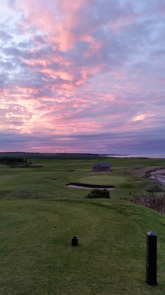 The view from the par three 14th hole of tonight's spectacular sunset.  (Photo - www.golfbytourmiss.com)
