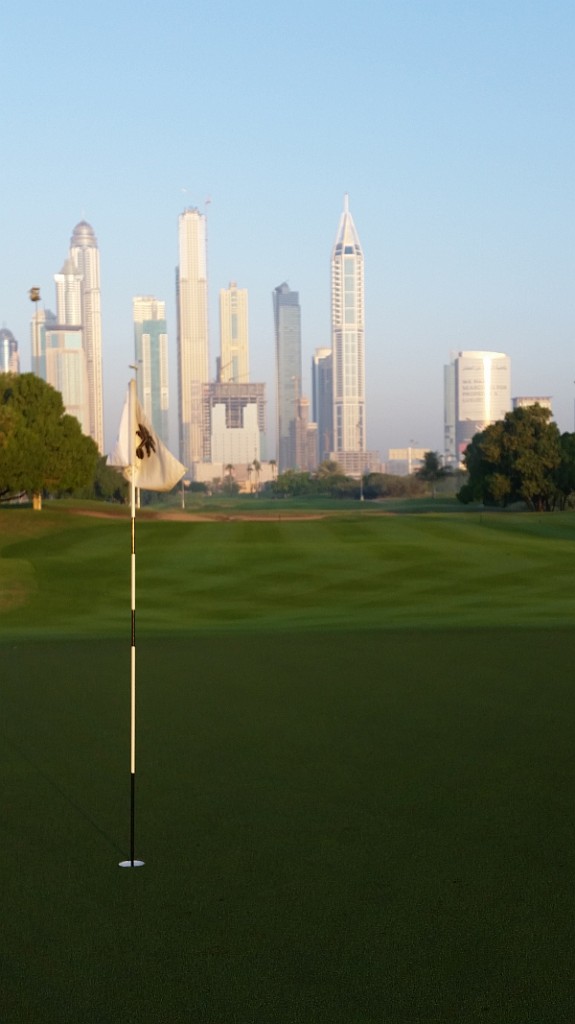 Faldo Course, Emirates Club - The morning sun lights up the 3rd hole