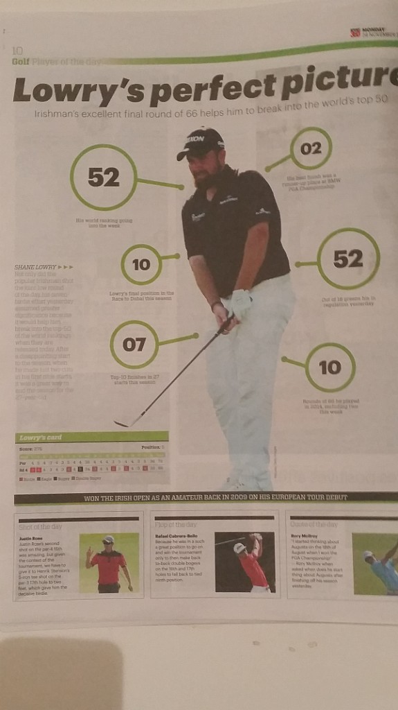 Something that has not appeared in an Irish newspaper since turning pro and that's a near full-page pictorial tribute today in one of the leading UAE newspapers.