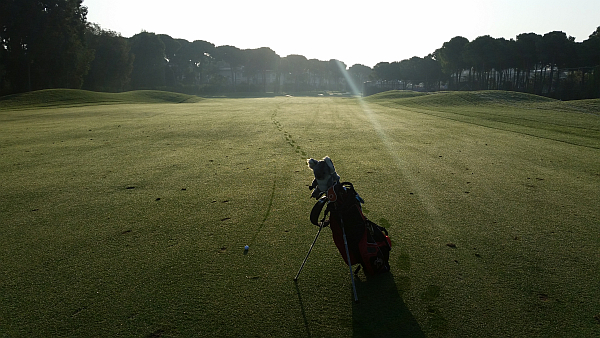 Split the fairway at the 9th hole.