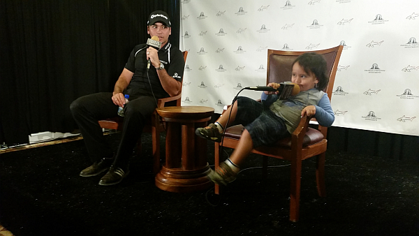 Like father, like son - Dash Day takes to the microphone after his father teamed with Cameron Tringale to capture the Franklin Templeton Shootout. (Photo - www.golffile.ie)