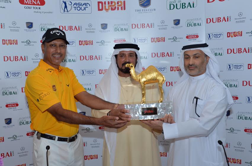 The 'Golden Camel' and the stunning newest trophy in world gold and the prize for the inaugural winner of the Dubai Open.