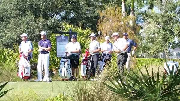 Graeme McDowell tees off the 11th hole on day one of the 2104 Franklin Templeton Shootout. (Photo - www.golfbytourmiss.com)