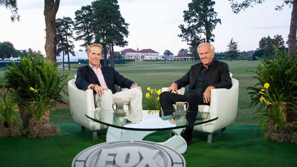 Joe Buck and Greg Norman commence their commentary teaming at the 2014 Franklin Templeton Shootout.