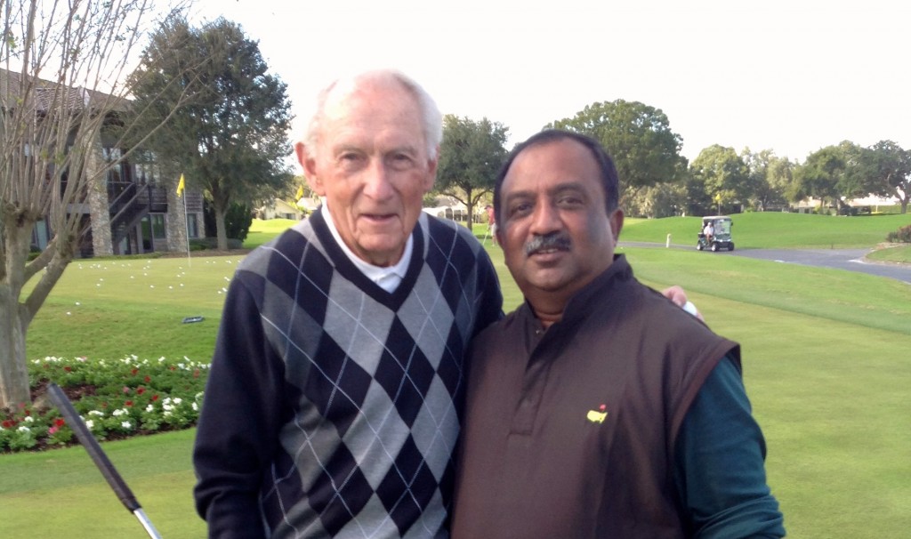 One legend meets another legend - 1958 PGA Champion and 1977 USA Ryder Cup captain Dow Fistenwald meets 'Swamy'.