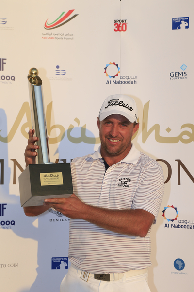 Darren Fichart claims the 2015 Abu Dhabi Invitational with an eight under par 64. (Exclusive Photo - Fran Caffrey/www.golffile.ie)