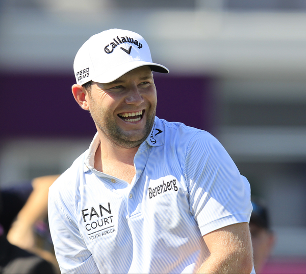 Branden Grace in good spirits after he birdies the last to join a log jam of four players leading after three days of the Commercial Bank Qatar Masters. (Photo - Eoin Clarke/www.golffile.ie)