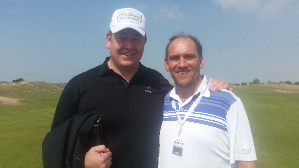 Gordon Sherry with the 'Scotsman' Martin Dempster during Sunday's Abu Dhabi Invitational. (Photo - www.golfbytourmiss.com)