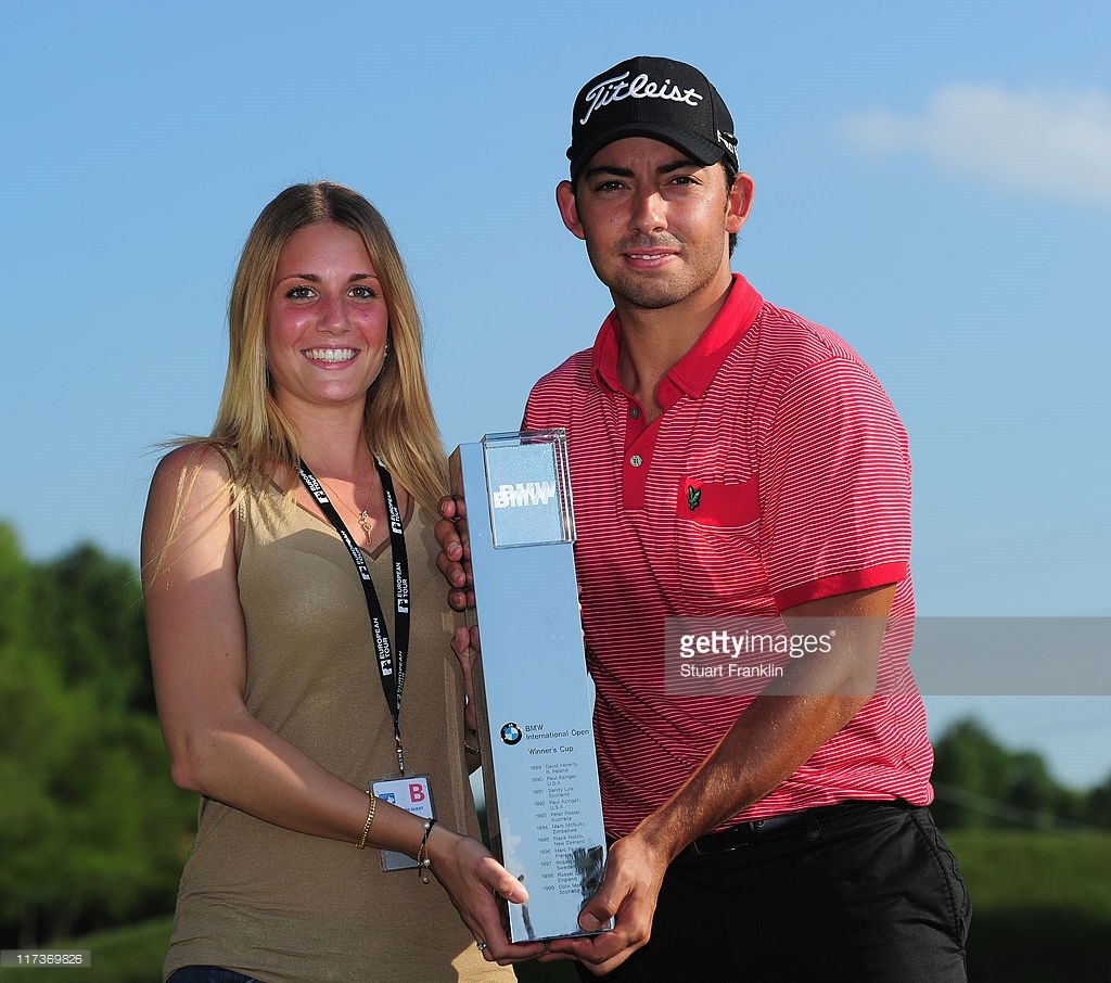 Pablo  Larrazabal and Gala Alten after the Spaniard captured the  2011 BMW International Open title.