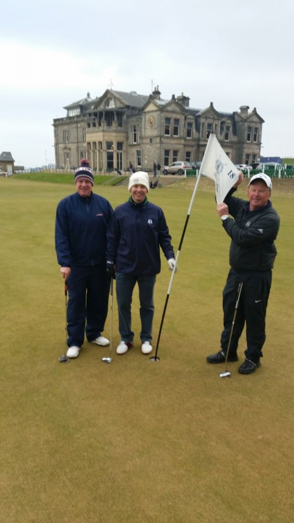 Euan, James and Bernie at the end of the day's play on the Old Course at St. Andrews.