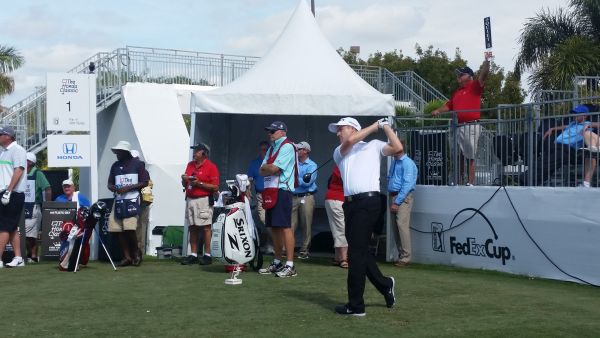 Russell Knox tees off the 10th hole in today's Honda Classic Pro-Am. (Photo - www.golfbytourmiss.com)