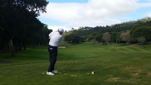Superb camera action catching Alastair's ball and tee on day three of the 2015 Lisbon Challenge.