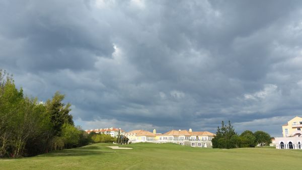 The final hole and stunning clubhouse at Pestana Beloura.