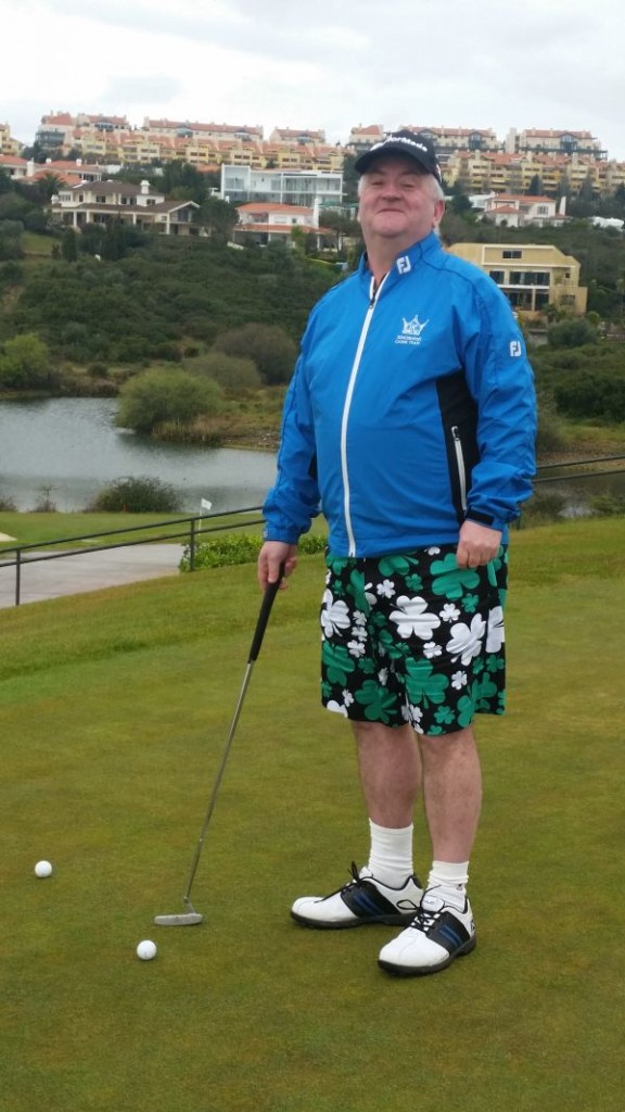 Joe in his Royal and Awesome Paddy Par shorts at Belas GC.