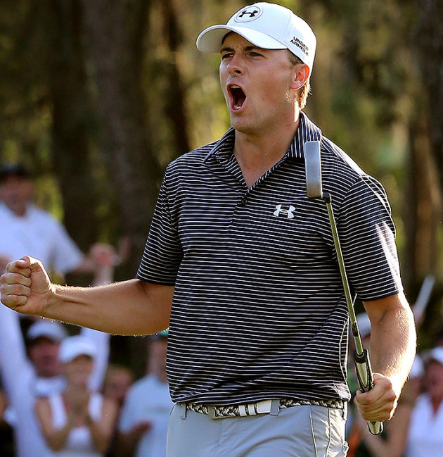 Jordan Spieth shows his excitement in winning the 2015 Valspar Championship. (Photo - pgatour.com)