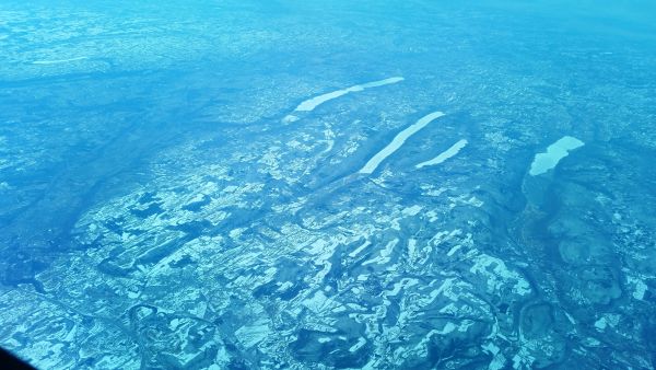Like ice fingers - three icebound lakes in Pennsylvania.