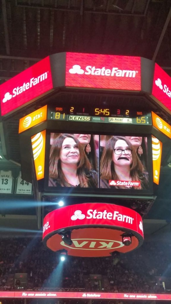 Match yourself with the moutasche and glasses. Spurs -v- Mavericks game.