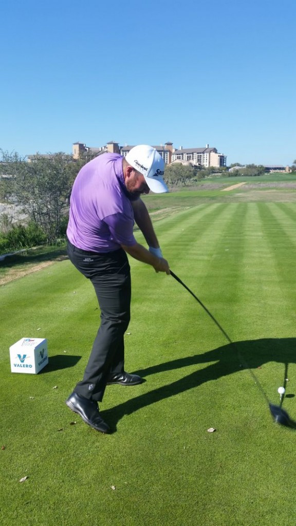 Shane Lowry driving off the 18th at TPC San Antonio.  (Photo -www.golfbytourmiss.com)