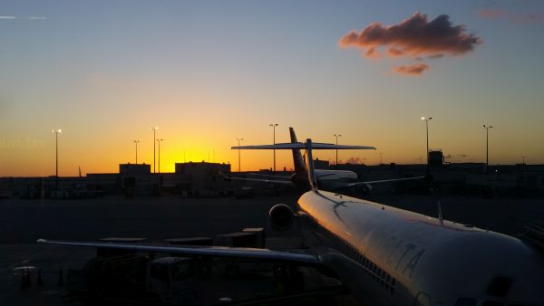 Sunset over Miami Airport.