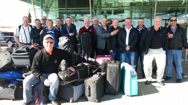 Sixteen of Crail Golfing Society's members on arrival t Lisbon Airport. (Photo - www.golfbytourmiss.com)