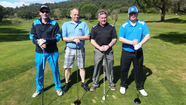 Third group teeing off at Penha Longa - Fraser, Rodger, Craig & Richard.