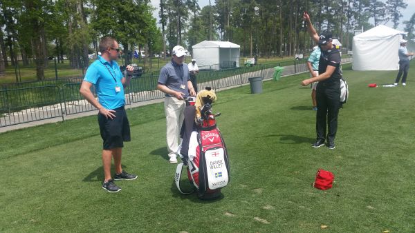 Danny Willett warming up on the Golf Club of Houston range.