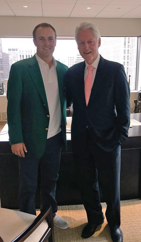 Jordan Spieth meets former USA President Bill Clinton in the 'Big Apple'.