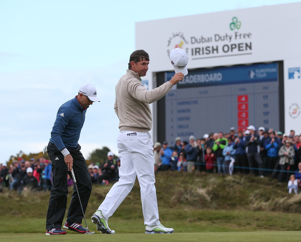Padraig Harrington acknowledges an appreciative crowd after his super score of 67. (Photo - Eoin Clarke/www.golffile.ie)