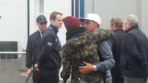 Rickie Fowler embraces his 'match-stick' girlfriend after finishing 2 - 8 - 8.