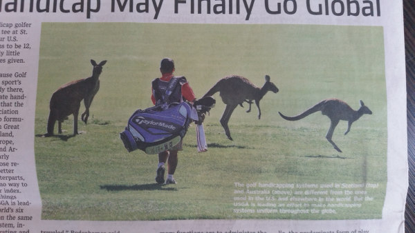 Supercaddy John 'Ronnie' Roberts featuring on the back page of a recent edition of the Wall Street Journal.