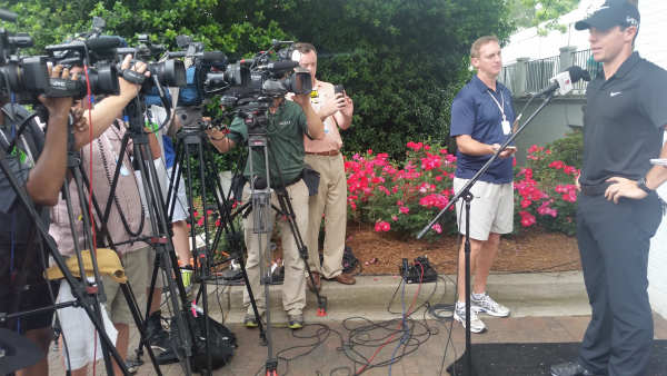 Rory McIlroy fronts the camers for a third day running at the Wells Fargo Championship.