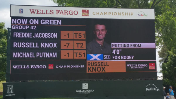 Russell Knox holes his four foot bogey putt in a round of 69.