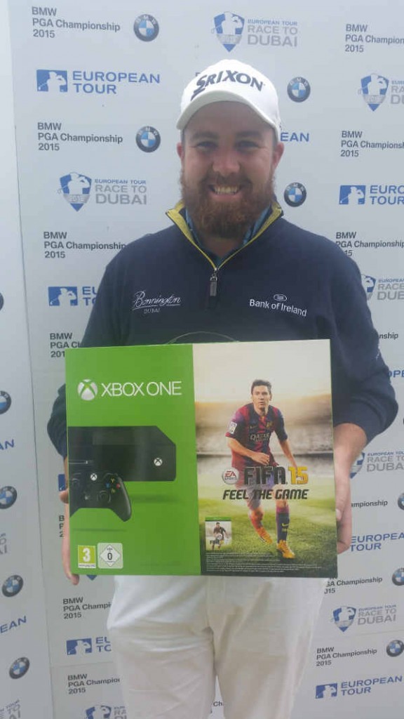 Shane Lowry gett his X-Box for winning the BMW PGA Championship Pro-Am.