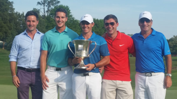 Sean O'Flaherty (Manger - left), Ricky McCormick, Rory McIlroy, Mitchell Tweedie and caddy J P Fitzgerald. (Photo - www.golfbytourmiss.com)