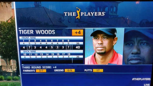 Tiger Woods and an unwanted PGA Tour first and a pair of double bogeys in 306 rounds.