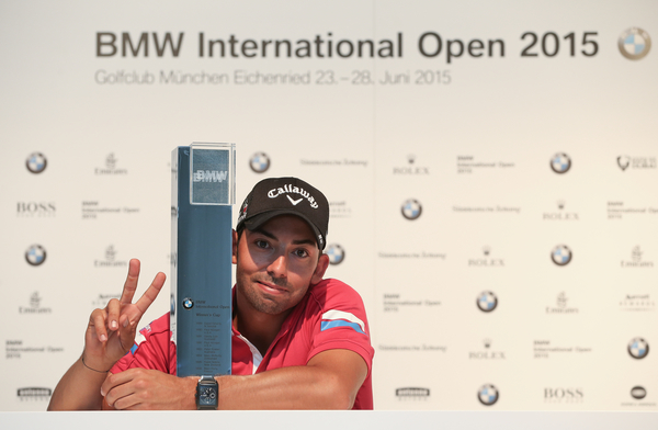Pablo Larrazabal gives the sign for two BMW International Open wins (Photo - David Lloyd/www.golffile.ie)