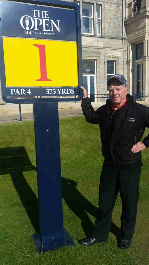 Bernie at the first tee of the Old Course ahead of the 2015 Open Championship.