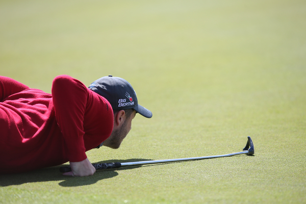 England's Sam Fallon gets a worm's eye view during the opening round of the Nordea Masters. (Photo - David Lloyd/www.golffile.ie)