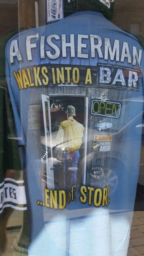 A fisherman walks into a bar t-shirt.