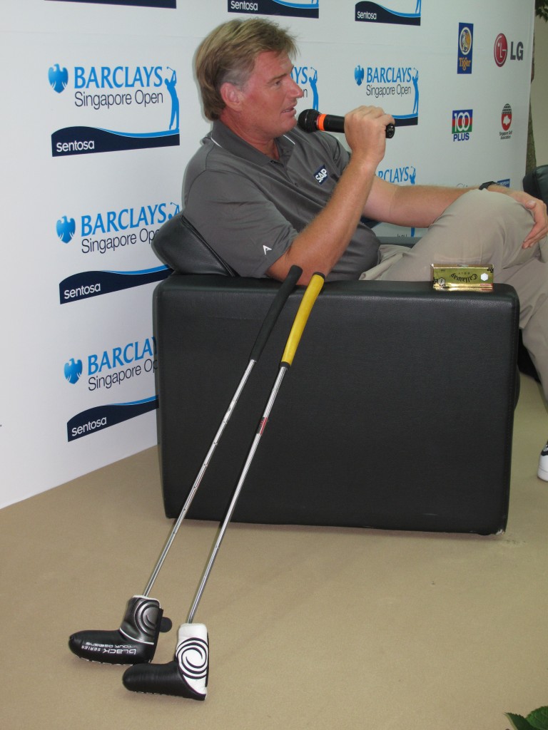 Ernie Els engaging with the media and something he does so well.