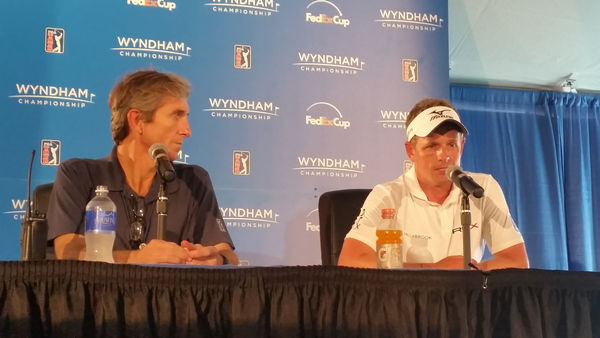 Former World No,. 1 Luke Donald with the PGA Tour's Doug Milne.