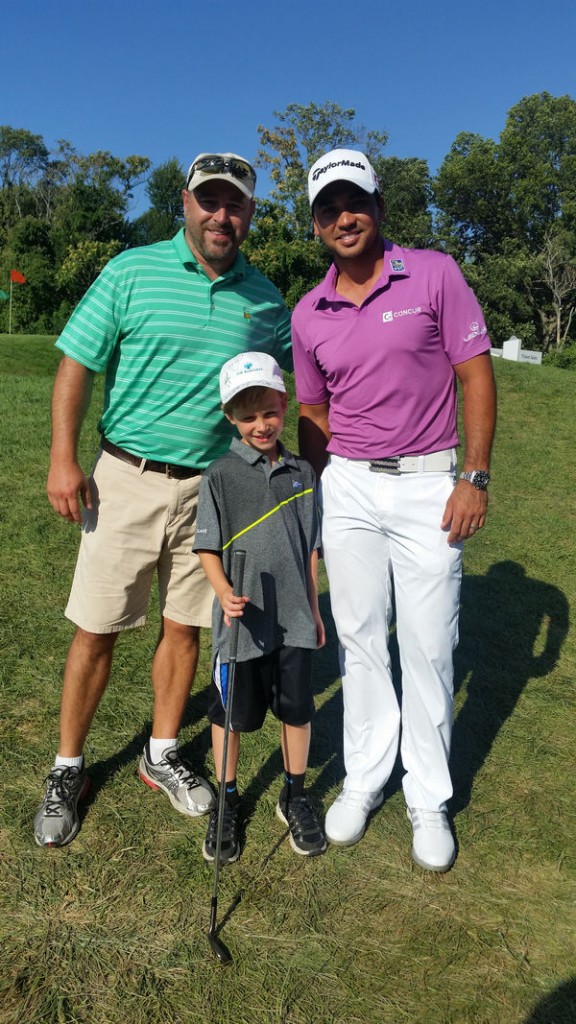 Andrew Smallwood in between his father, Kevin and  Jason Day who handed the youngster his Whistling Straits winning wedge. n (EXCLUSIVE photo - www.golfbytourmiss.com)